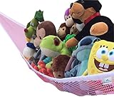 Toy Hammock Pink Large Toy Organizer For Stuffed Animals, Stuffed Toys Toy Storage (Pink)