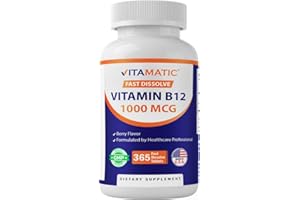 Vitamatic Vitamin B12 1000 mcg Fast Dissolve – 365 Tablets – Natural Berry Flavor – Supports Energy Metabolism & Nervous System Health