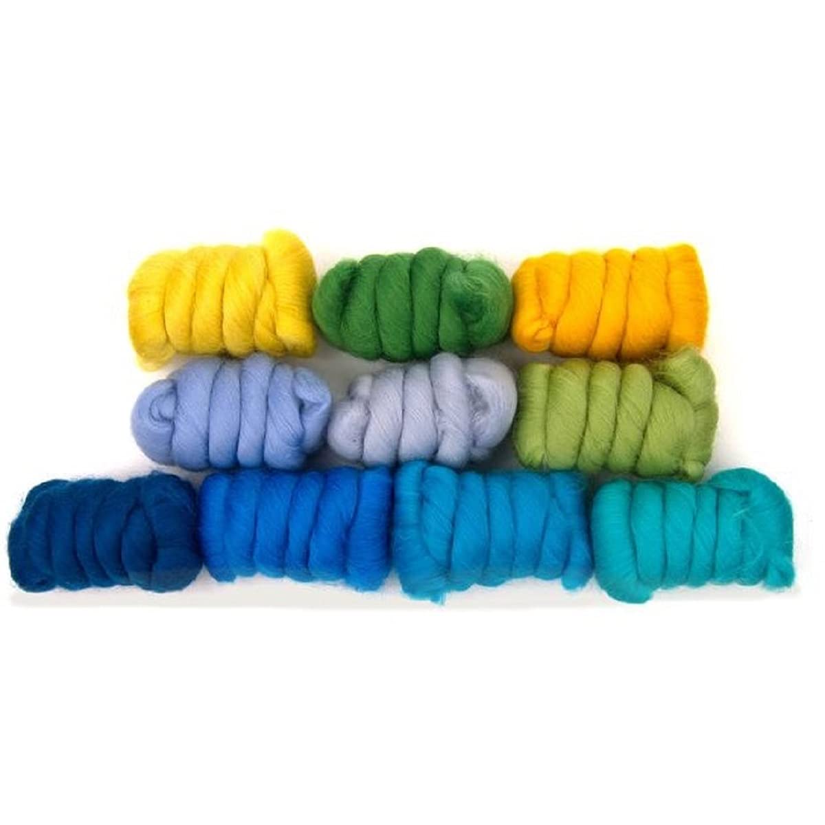 Revolution Fibers | Mixed Merino Wool Variety Pack | Perfect Wool Roving for Spinning, Needle Felting, Wet Felting, Weaving and Crafting (Summer Holiday (Multicolored), 250 Grams)