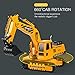 DOUBLE E Remote Control Excavator Toys Fully Functional Construction Tractor, Rechargeable Rc Excavator 1:20 RC Excavator Truck with Lights & Sounds 2.4Ghz Transmitter, White