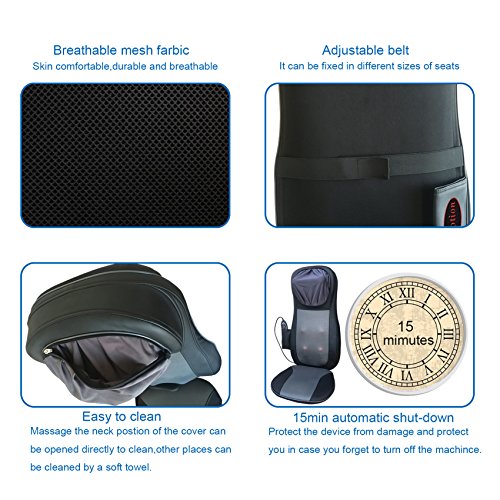 Massage Chair, Back Massager for Chair, Sotion Shiatsu, Kneading, Tapping Massage Seat Pad with Heat and Height Adjustment for Pain and Stress Relief of Neck, Back, Shoulder, Thighs and Hips - Thumbnail 2