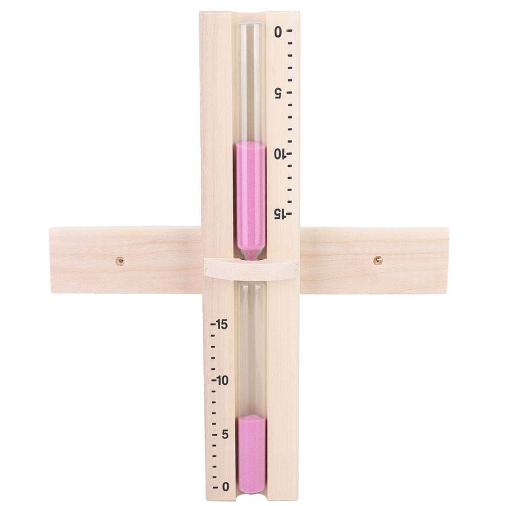 Fdit Wall Mount Rotating Sand Sauna Timer 15 Minutes Wooden Hourglass Countdown Pink Sand Timer