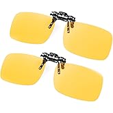 FIMOSON Clip On Night Driving Glasses Flip up Polarized Anti Glare Night Vision Glasses for Wearing Over Prescription Glasses