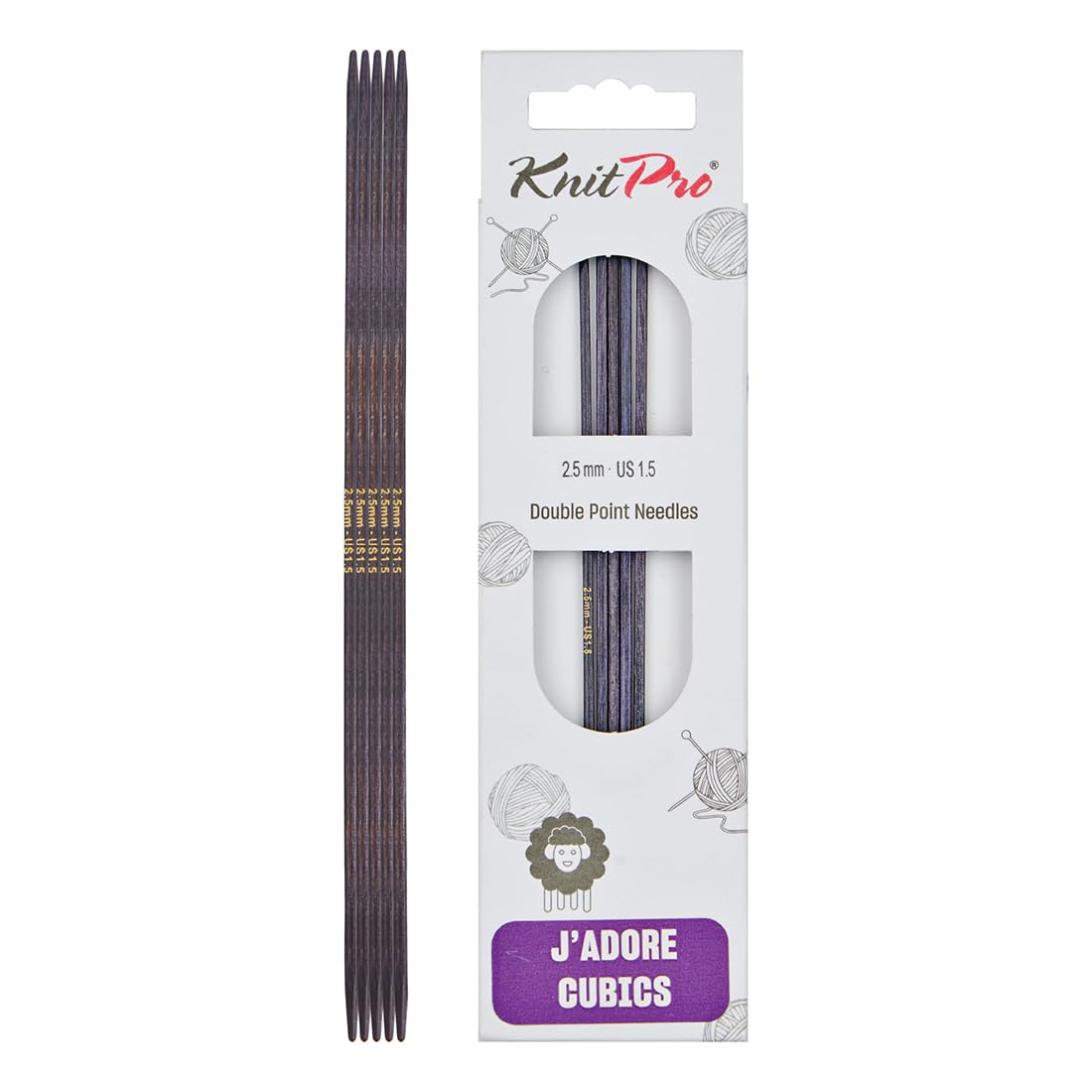 KnitPro J’Adore Cubics Double Pointed Needles 6" (15cm) | 2.50mm