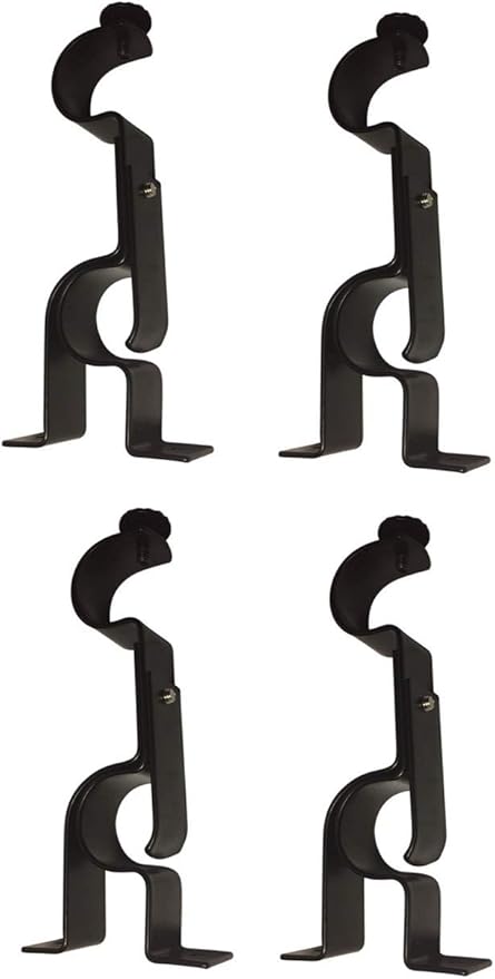 Amazon Com Tejatan Double Curtain Rod Brackets Set Of 4 Black