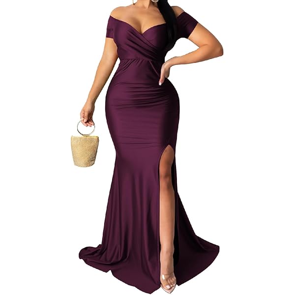 Amazon.com: A ADILACA Black Elegant Dress for Women Evening Party, Woman  Elegant Long Sleeve Off The Shoulder Bodycon Evening Party Maxi Long Dress  (Black, S) : Clothing, Shoes & Jewelry