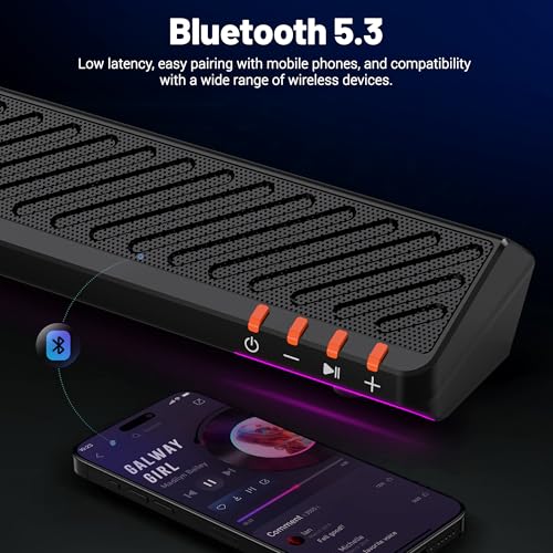 AOC ACS3640 Caixa de Som para PC Gamer 10W RMS, Soundbar Estéreo USB, Alto Falante Estéreo com Iluminação RGB, Plug and Play, Alto-falantes para Computador de Mesa, Tablet, telefone celular