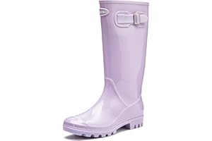 DKSUKO Women's Tall Rain Boots Garden Boots Waterproof Wellington Rubber Boots