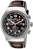 Swatch Men's YOS413 Quartz Stainless Steel Leather Bands Brown Dial Chronograph Luminous Watch