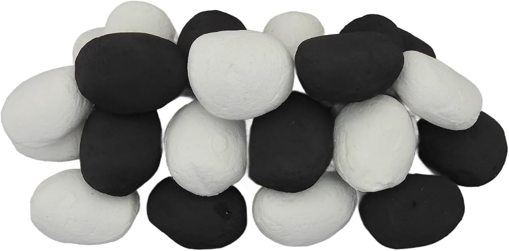 The Stove Wizard 30 Gas Fire Replacement Ceramic Pebbles Black White