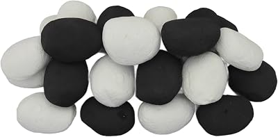 The Stove Wizard 30 Gas Fire Replacement Ceramic Pebbles Black White