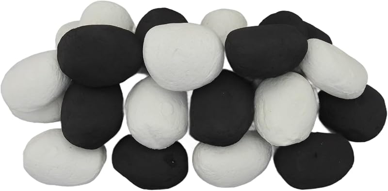 The Stove Wizard 30 Gas Fire Replacement Ceramic Pebbles Black White