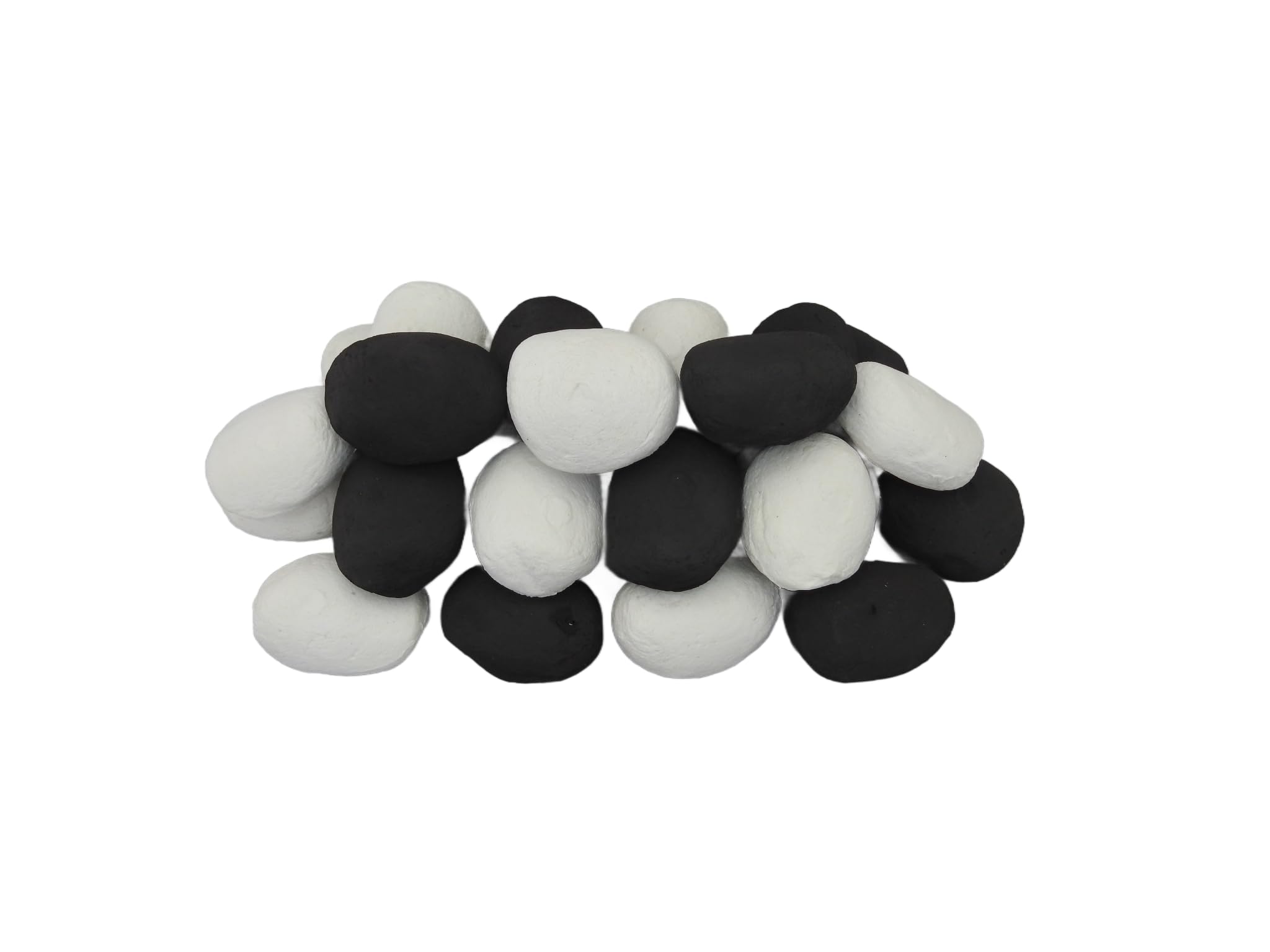 The Stove Wizard Black and White Ceramic Pebbles – 20-Piece Fire Set for LPG, Gas, Electric & Bio Ethanol Fires – 60mm x 40mm x 40mm Heat-Resistant Fuel Effect Stones