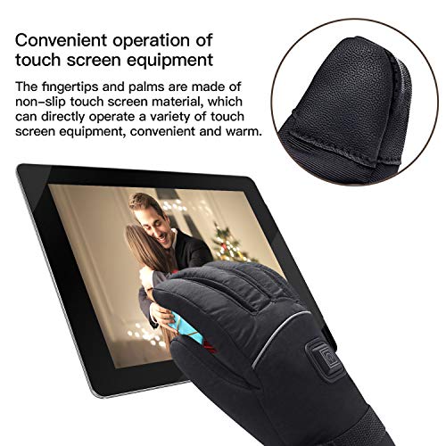 Heated Gloves, Electric Gloves for Men Women 3 Heating Temperature Adjustable TouchScreen Waterproof Warm Gloves for All Kinds of Outdoor Activities