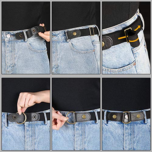 No Buckle Belt No-show Buckle Unisex Adjustable Elastic Belt for Women Men By WERFORU
