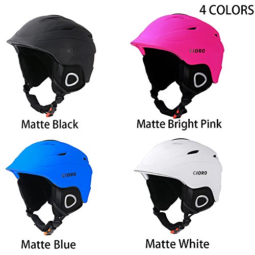 GIORO Multi Snow Sports Helmet,Unisex Adult Lightweight Outdoor Skiing Snowboard Helmet with Fleece Liner and Carrying Pouch (Matte White, M) - Thumbnail 5