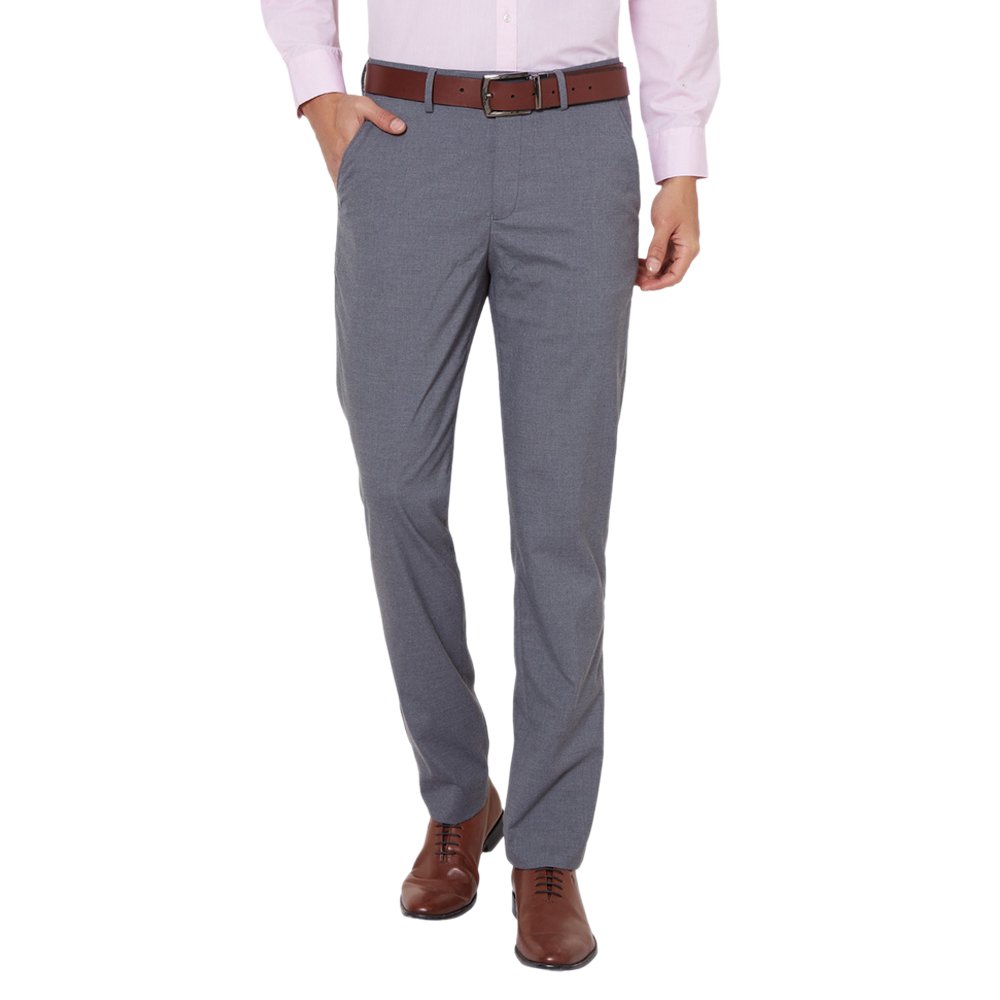 peter england men's slim fit formal trousers