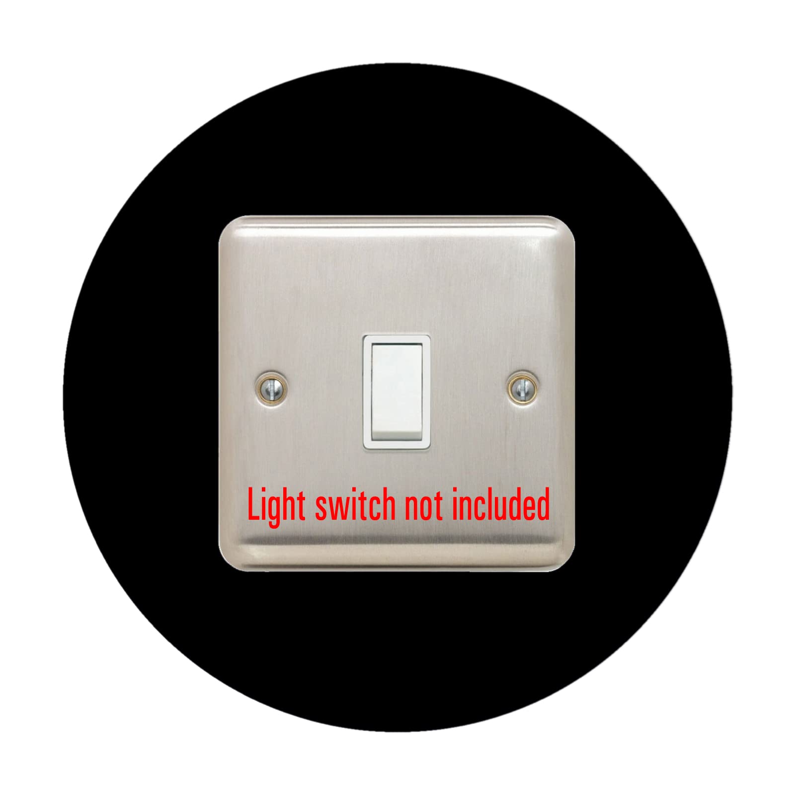 Single Light Switch Surround | Round | Acrylic Back Panel or Finger Plate | Plug Easy to Fit Comes with Step by Step Instructions, Colour:Black