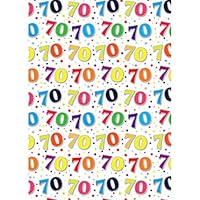 Simon Elvin 24 Sheets 70th Birthday Gift Wraps (One Size) (White/Multicolored)