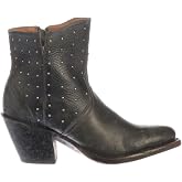 Lucchese Womens Harley Cowhide Studded Round Toe Casual Boots Ankle Mid Heel 2-3"