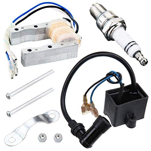Chanoc Magneto Coil Ignition Coil with Spark Plug for 2 Stroke 48cc 49cc 66cc 80cc Engine Motorized Bicycle Bike Motors
