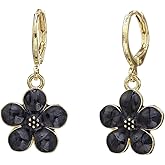 Gold Floral Huggie Hoop Dangle Earrings for Women 6 Colors Mini Elegant Resin Flower Drop Earrings Cute Summer Vacation Jewelry Gifts