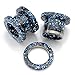 PiercingJ Pair 12G-5/8 (2-16mm) Color-electroplating Stainless Steel Screw Tunnels Ear Expander Stretcher Plugs Piercing Gauge, Black &Blue