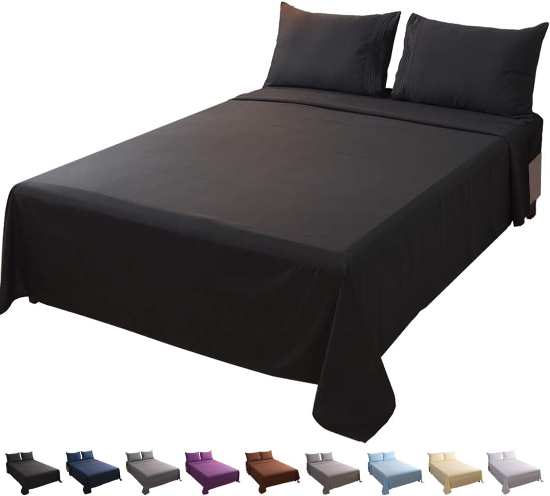 LBRO2M Bed Sheet Set Queen Size 16 Inches Deep Pocket 1800 Thread Count 100% Microfiber Sheet,Bedding Super Soft Hypoallergenic Breathable,Resistant Fade Wrinkle Cool Warm,4 Piece(Dark Grey): Kitchen & Dining