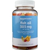 Amazon Basics Fish Oil 303 mg, Soft Chew Gummies, Lemon, Orange &amp; Strawberry-Banana Flavors, 90 Count, EPA and DHA Omega-3 Fatty Acids (Previously Solimo)
