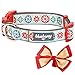Blueberry Pet 4 Patterns Christmas Moments of Joy Vintage Snowflakes Designer Adjustable Bowtie Dog Collar, Small, Neck 12
