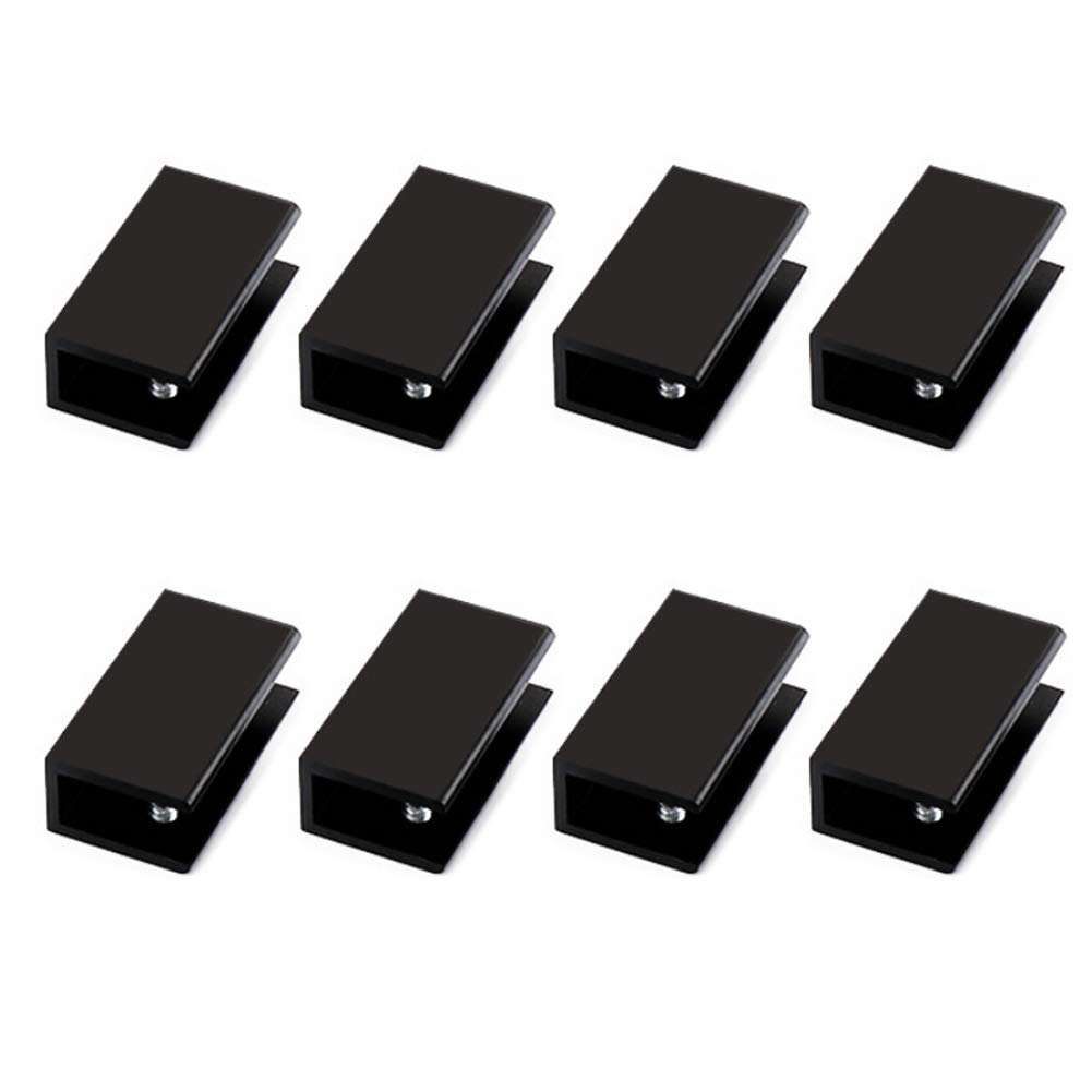 Kyien Pack of 8 Aluminum Alloy Square Glass Shelf Clamp Clip Holder Support Bracket Black (A: Suitable for 10-12 mm Thick Glass)
