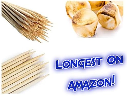Bamboo Marshmallow Roasting Sticks 37 Inch 5mm Extra Long Heavy Duty Wooden Skewers, 110 Pieces. Perfect for S'mores, Hot Dog, Kebab Sausage, Eco and Biodegradable - Environmentally Safe 100%