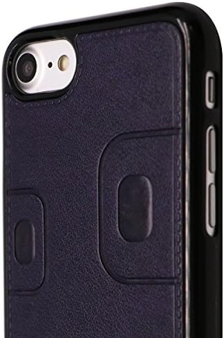 4 in 1 set with two pcs tempered glasses for Apple iPhone 8 Case 4.7 inch leather phone case (Blue)