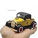 LW Vintage Cars Retro Style 1:32 Hard Top Vintage Cars Scale Diecast Car Model Collection Light&Sound (Yellow)