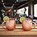 Lifestyle Banquet Moscow Mule Copper Mugs - Set of 2 - 16 oz Pure Solid Hammered Copper Cups with Welded Handle and Recipe Card in Black Satin Gift Box