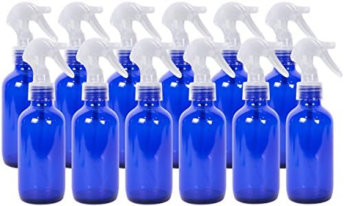 Everything4Oils Blue 4oz Glass Bottle with Trigger Sprayer for Essential Oils (12...