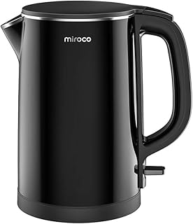 Miroco Wasserkocher, Elektrischer Wasserkessel 1,5L Edelstahl Teekessel 2150W Elektrische Teekocher, Trockengehschutz, BPA-Frei, Schwarz