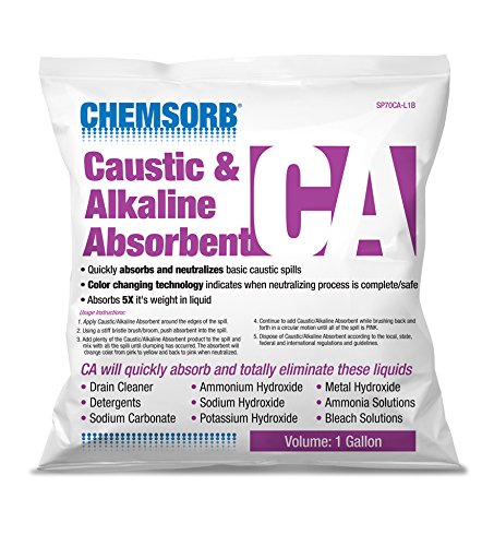 CHEMSORB CA - Caustic & Alkaline Neutralizing Absorbent, 1 Gal. Bag, SP70CA-L1B, Fast-Acting Base Neutralizer Absorbent, Safe Color Changing Technology, Silica Free Neutralizer of Caustic Alkalines