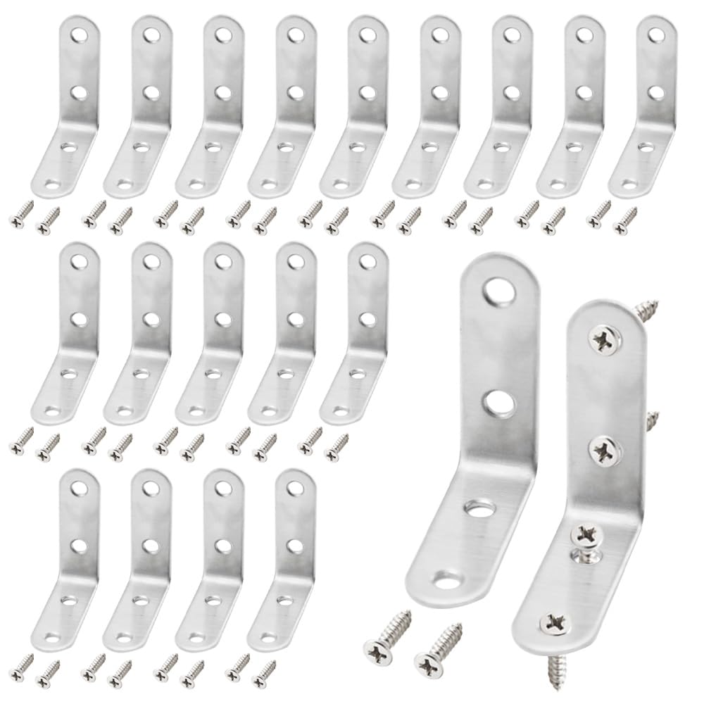 Ruidee Corner Braces 50x50mm 90 Degree L Shaped Brackets Fastener Stainless Steel Angle Support with Screws for Furniture Shelf (JM/50x50mm)