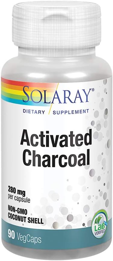 Solaray Activated Charcoal 280mg | Coconut Source | Healthy Inner Cleansing & Digestive Tract Support | Non-GMO, Vegan & Lab Verified | 90 Capsules: Health & Personal Care