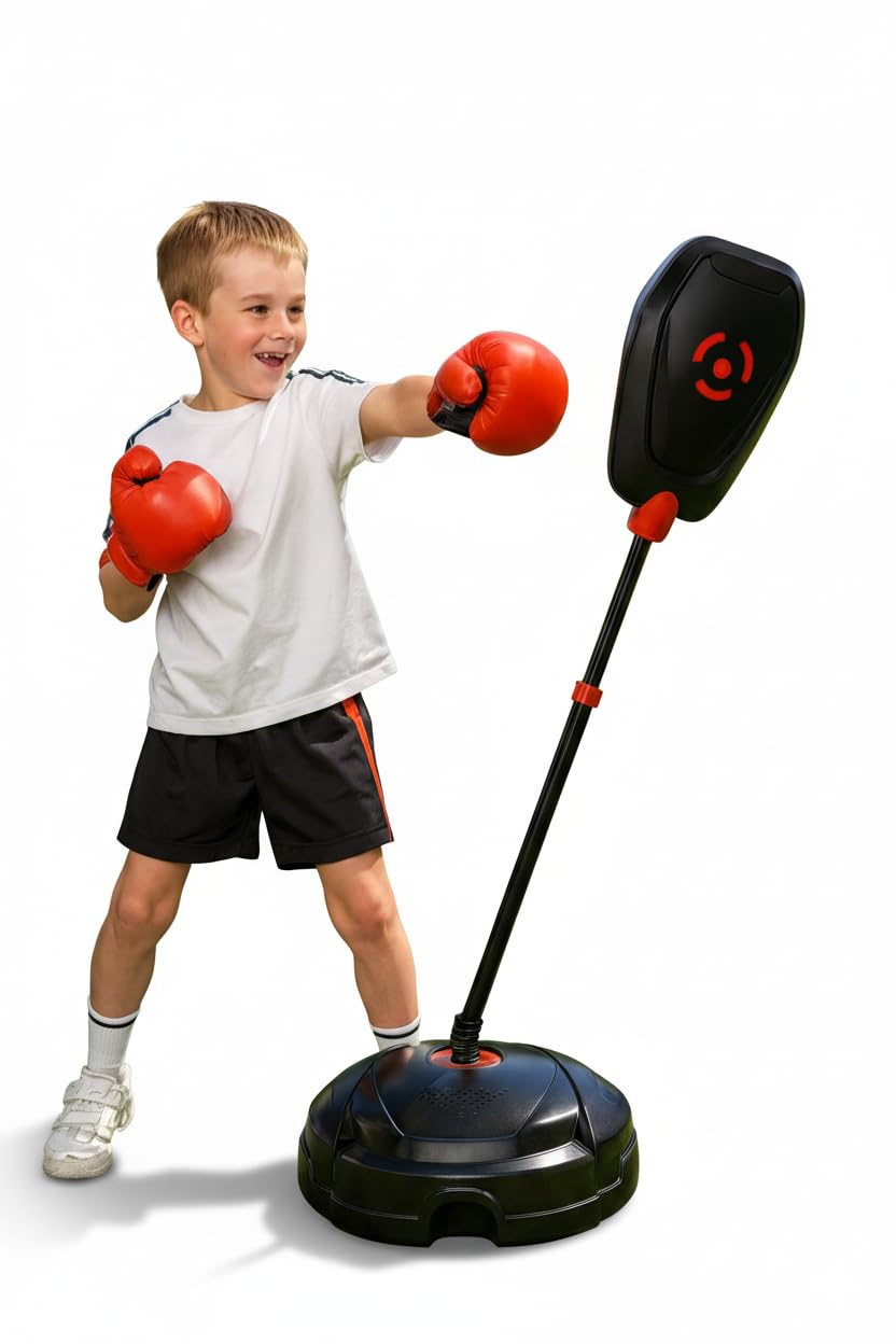 Photo 1 of OLEOCA Punching Bag for Kids – Adjustable Boxing Bag with Stand & Gloves, Adjustable Height, Fun Training & Indoor/Outdoor Active Play, Durable Base – Kids Boxing Set for Ages 5+