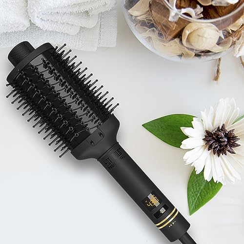 HOT TOOLS Pro Artist Heated Hair Styling Oval Brush, Black/Gold