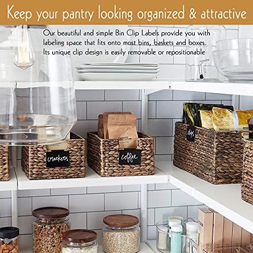 8 Pack Metal Pantry Baskets Labels Clip On for Storage Bins with 2