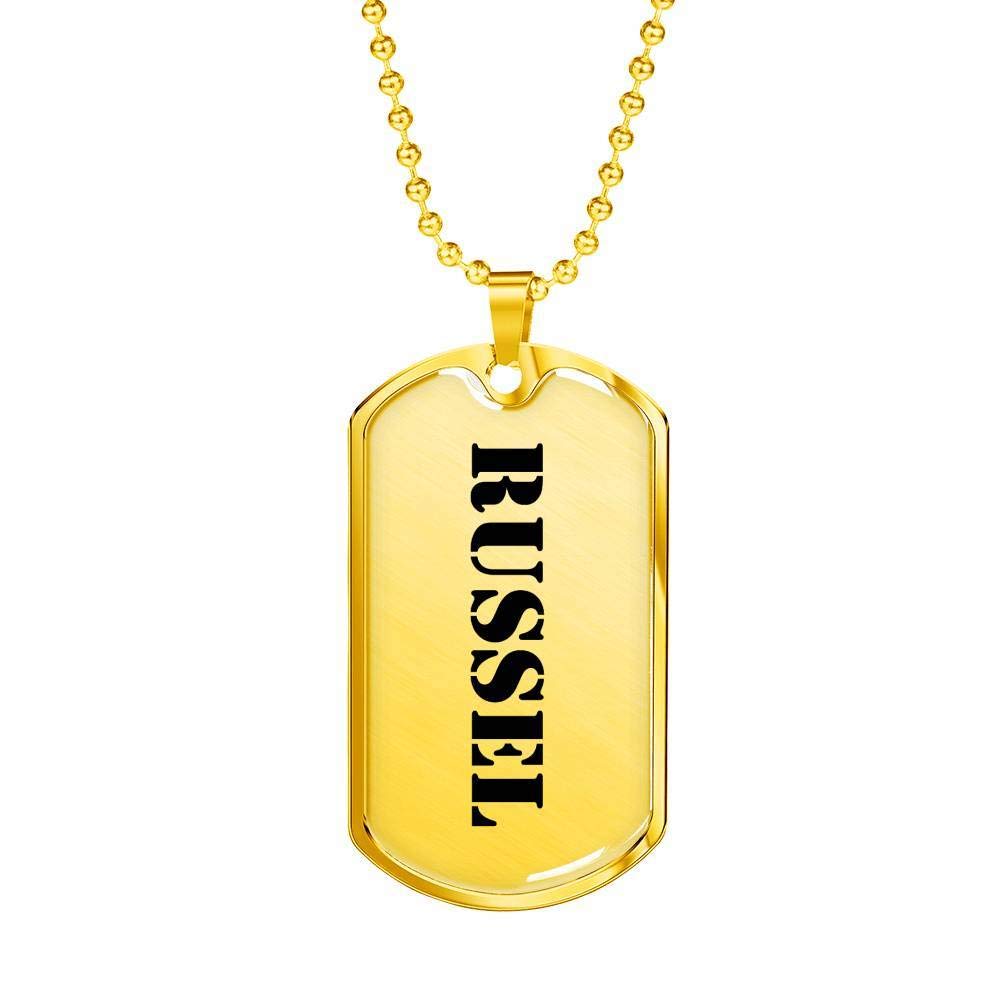 Unique Gifts Store Russel - 18k Gold Finished Luxury Dog Tag Necklace Personalized Name