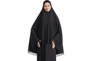 XINNI Women Muslim Long Turban Lady Pure Color Lace Trim Full Cover Hijab Cap Islamic Breathable Head Cover Prayer Dress