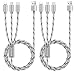 2Pack 5ft Multi Charging Cable, Bolatus 3 in 1 Charging Cable Multiple Device Phone Connector USB Universal Charger Cord Adapter Compatible with Cell Phone Tablets More [Upgraded](Silver, 5FT2Pack)