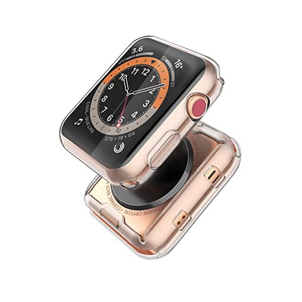 [2-Pack] Piuellia Transparent Case for Apple Watch Series 6 SE Series 5 Series 4 Screen Protector 40mm, iWatch Overall Protective Case TPU HD Clear Ultra-Thin Cover