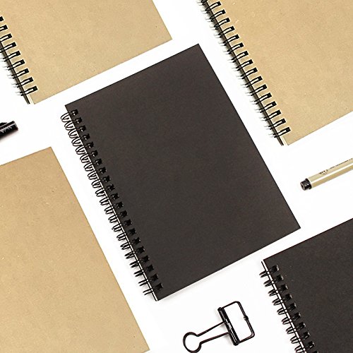 Soft Cover Spiral Journal Notebook (2-Pack), Alloyseed Wirebound Memo Notepads Blank Sketchbook Diary Notebook Planner Unlined Paper, 100 Pages, 50 Sheets (black+brown) - Thumbnail 7