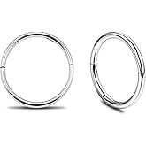 SERENITY SLEEPERS 925 Sterling Silver Seamless Sleeper Hoop Clicker Earrings - Hypoallergenic 18G Hinged Hoops for Continuous Wear (8mm to 14mm) - Unisex Women Men Body Jewelry for Ears