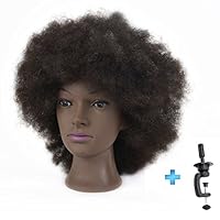 Afro Mannequin Head 100% Human Hair 8"Cosmetology Manikin Training Head with Free Clamp